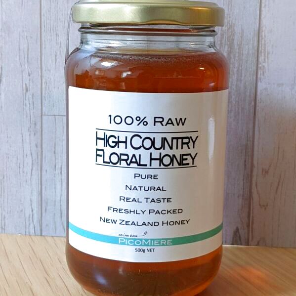 (2022年入荷)ハイカントリーフローラル蜂蜜500ｇ【採れたてを瓶詰め！完全非加熱・無農薬・ピコミーレ】